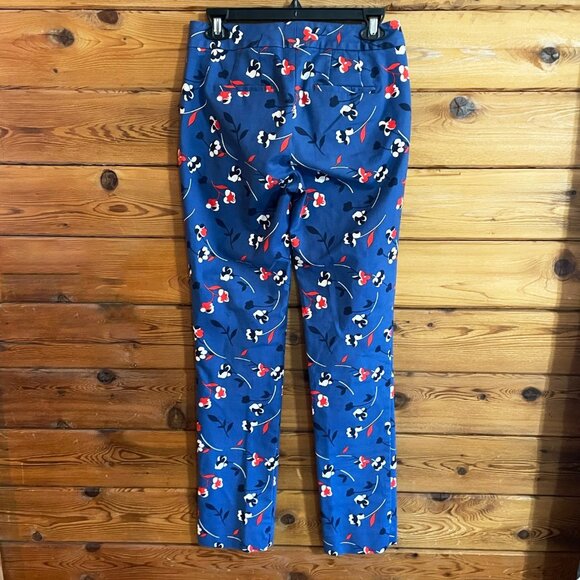 BODEN Blue Floral Richmond Ankle Pants Trousers Cotton Size 8 Long - Picture 3 of 12